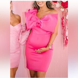 Pink Bow Maternity Dress